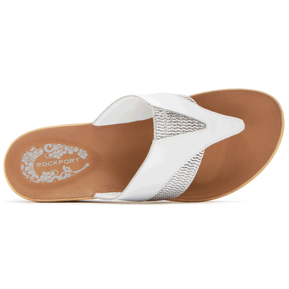 Rockport Womens Weekend Casuals Lanea Gore Thong - Wedges White - XRM841530